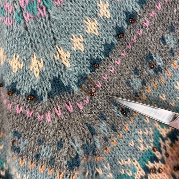 * NOT FOR SALE * VTG Eddie Bauer Fair Isle Sweater Women Large Angora Nordian - Picture 7 of 11